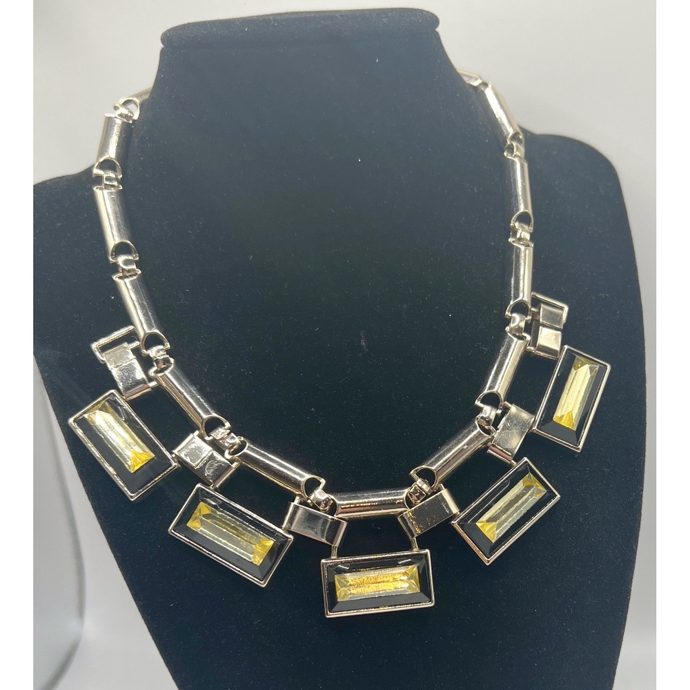 Forever New Gold-Tone Geometric Statement Necklace‎ Yellow Crystals